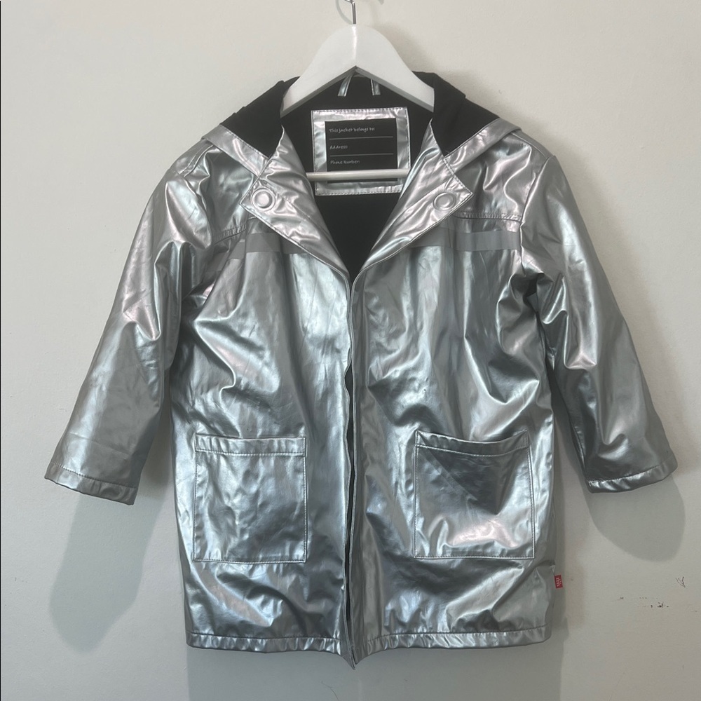 Magnetic Me Silver Metallic Magnetic Closure Raincoat Size 6
